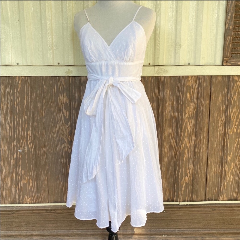 Club Mobaco spaghitti strap swiss dot white dress